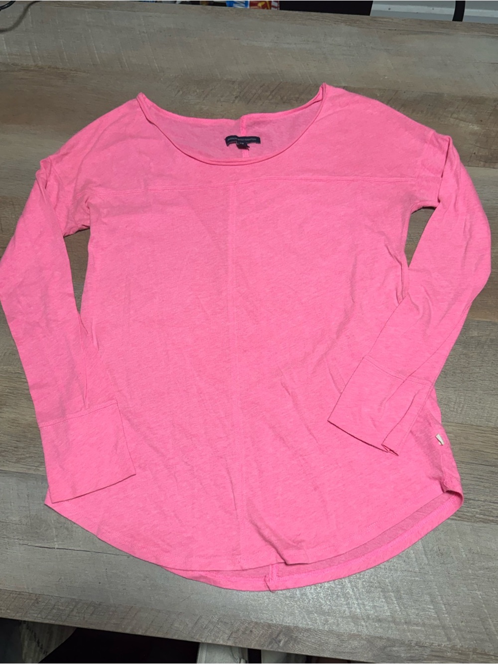 American Eagle Outfitters Neon Pink Long Sleeve Scoop Neck Top